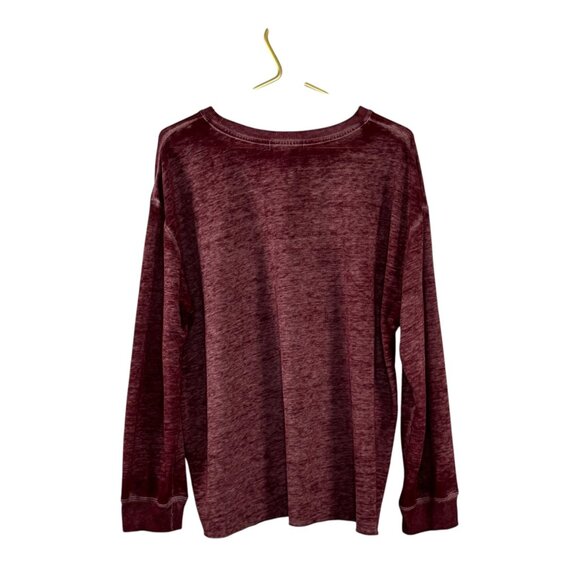 LIKE NEW C&C California Thankful Embroidered Long Sleeve Burgundy Sweatshirt - Picture 3 of 8